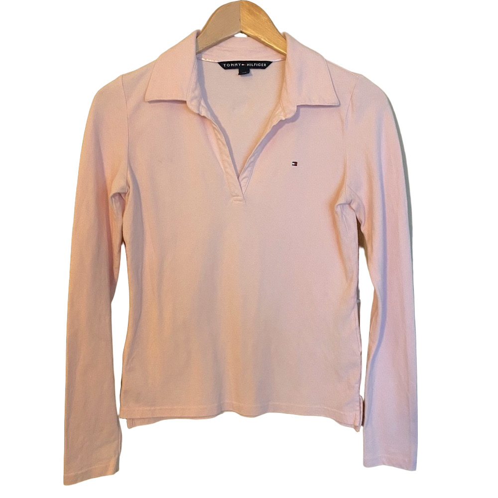 Tommy Hilfiger Light Pink Long Sleeve Polo Top.